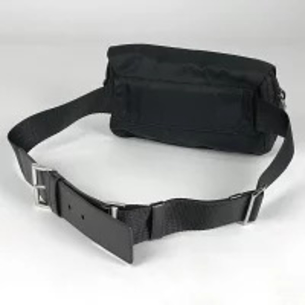 Prada Crossbody Body Waist Tessuto Black Belt Plate Bag Nero Bum Black